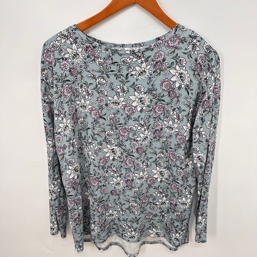 J. JILL Blue Floral Long Sleeve Top // S